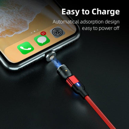 2m 3A Output USB to 8 Pin 540 Degree Rotating Magnetic Data Sync Charging Cable(Black)-garmade.com