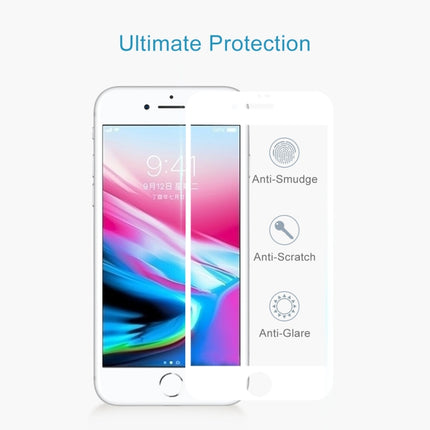 For iPhone 8 Plus 0.26mm 9H Surface Hardness 2.5D Explosion-proof Full Screen Silk-screen Tempered Glass Screen Film (White)-garmade.com
