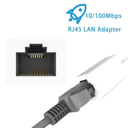 QTS-LAN8152B 1m 8 Pin to RJ45 Ethernet LAN Network Adapter Cable(White)-garmade.com