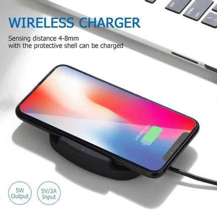 QK11 10W ABS + PC Fast Charging Qi Wireless Charger Pad(Black)-garmade.com