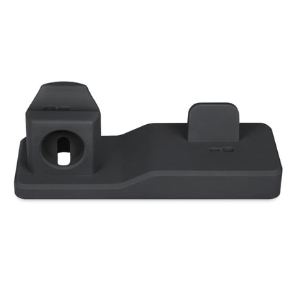 3 in 1 Silicone Charging Dock for AirPods Pro & Apple Watch & iPhone, with Bracket Funtcion(Black)-garmade.com