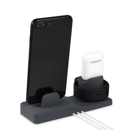 3 in 1 Silicone Charging Dock for AirPods Pro & Apple Watch & iPhone, with Bracket Funtcion(Black)-garmade.com