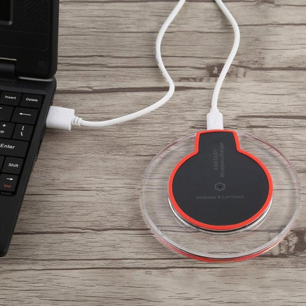 FANTASY 5V 1A Output Qi Standard Ultra-thin Wireless Charger with Charging Indicator, Support QI Standard Phones(Black)-garmade.com