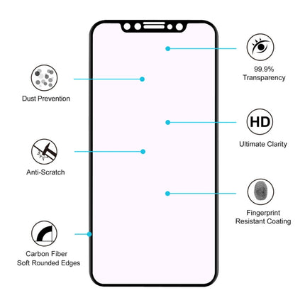 ENKAY Hat-Prince 0.2mm 9H 3D Anti Blue-ray Full Screen Carbon Fiber Tempered Glass Film for iPhone 11 Pro Max / XS Max(Black)-garmade.com