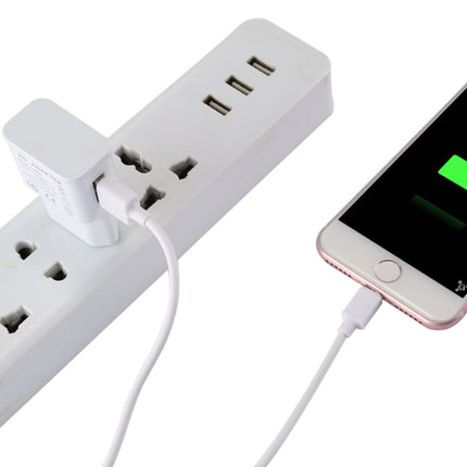 For iPhone 5V 2.1A Intellgent Identification USB Charger with 1m USB to 8 Pin Charging Cable, EU Plug(White)-garmade.com