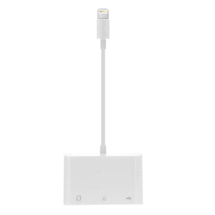 NK-1081 8 Pin to SD + TF + USB Port Camera Reader Adapter, Support iOS 9.2 or Above (White)-garmade.com