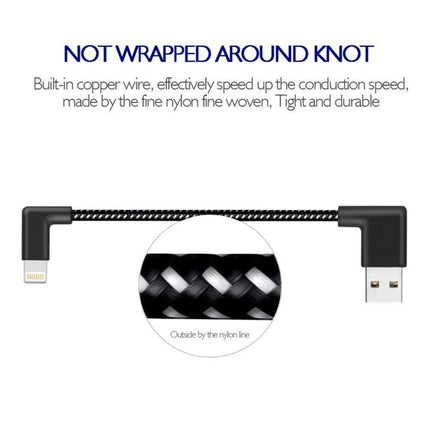 20cm 2A USB to 8 Pin Nylon Weave Style Double Elbow Data Sync Charging Cable-garmade.com