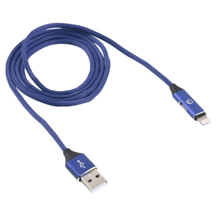 Multifunction 1m 3A 8 Pin Male & 8 Pin Female to USB Nylon Braided Data Sync Charging Audio Cable(Blue)-garmade.com