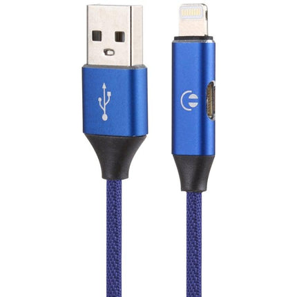 Multifunction 1m 3A 8 Pin Male & 8 Pin Female to USB Nylon Braided Data Sync Charging Audio Cable(Blue)-garmade.com