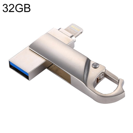 RQW-10F 2 in 1 USB 2.0 & 8 Pin 32GB Keychain Flash Drive-garmade.com