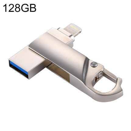 RQW-10F 2 in 1 USB 2.0 & 8 Pin 128GB Keychain Flash Drive-garmade.com