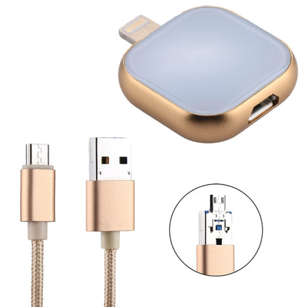 RQW-18S 8 Pin 64GB Multi-functional Flash Disk Drive with USB / Micro USB to Micro USB Cable(Gold)-garmade.com
