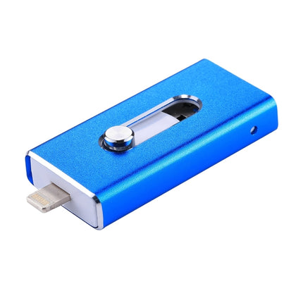 RQW-02 3 in 1 USB 2.0 & 8 Pin & Micro USB 32GB Flash Drive(Blue)-garmade.com