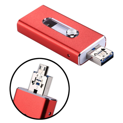 RQW-02 3 in 1 USB 2.0 & 8 Pin & Micro USB 32GB Flash Drive(Red)-garmade.com
