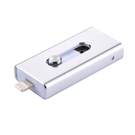 RQW-02 3 in 1 USB 2.0 & 8 Pin & Micro USB 32GB Flash Drive(Silver)-garmade.com