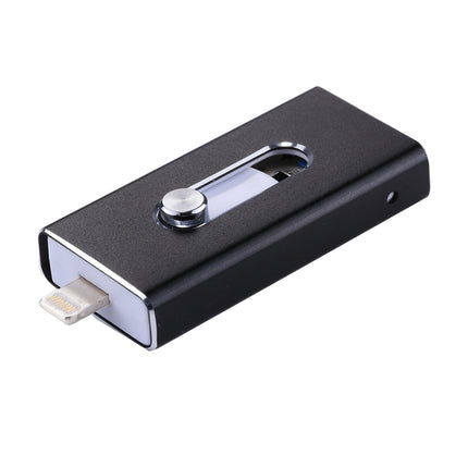 RQW-02 3 in 1 USB 2.0 & 8 Pin & Micro USB 64GB Flash Drive(Black)-garmade.com