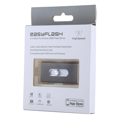 RQW-02 3 in 1 USB 2.0 & 8 Pin & Micro USB 64GB Flash Drive(Black)-garmade.com