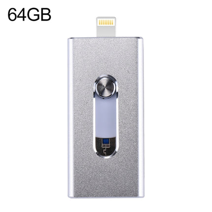 RQW-02 3 in 1 USB 2.0 & 8 Pin & Micro USB 64GB Flash Drive(Silver)-garmade.com