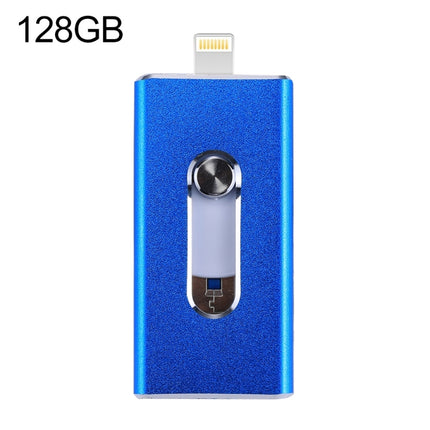 RQW-02 3 in 1 USB 2.0 & 8 Pin & Micro USB 128GB Flash Drive(Blue)-garmade.com