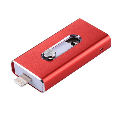 RQW-02 3 in 1 USB 2.0 & 8 Pin & Micro USB 128GB Flash Drive(Red)-garmade.com