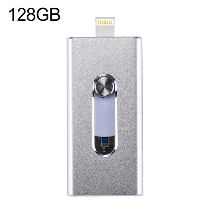 RQW-02 3 in 1 USB 2.0 & 8 Pin & Micro USB 128GB Flash Drive(Silver)-garmade.com
