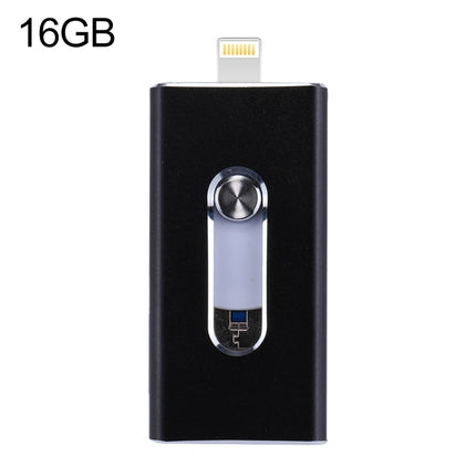RQW-02 3 in 1 USB 2.0 & 8 Pin & Micro USB 16GB Flash Drive(Black)-garmade.com
