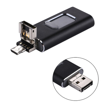 easyflash RQW-01B 3 in 1 USB 2.0 & 8 Pin & Micro USB 32GB Flash Drive(Black)-garmade.com