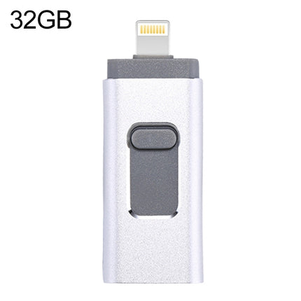 easyflash RQW-01B 3 in 1 USB 2.0 & 8 Pin & Micro USB 32GB Flash Drive(Silver)-garmade.com