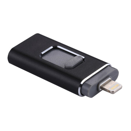 easyflash RQW-01B 3 in 1 USB 2.0 & 8 Pin & Micro USB 64GB Flash Drive(Black)-garmade.com
