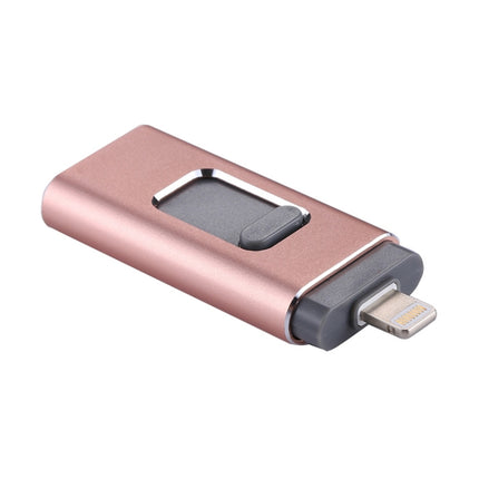 easyflash RQW-01B 3 in 1 USB 2.0 & 8 Pin & Micro USB 64GB Flash Drive(Rose Gold)-garmade.com