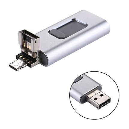 easyflash RQW-01B 3 in 1 USB 2.0 & 8 Pin & Micro USB 64GB Flash Drive(Silver)-garmade.com