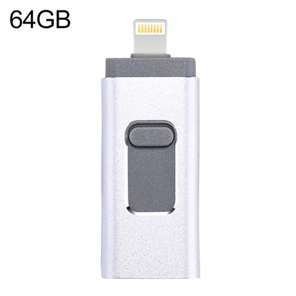 easyflash RQW-01B 3 in 1 USB 2.0 & 8 Pin & Micro USB 64GB Flash Drive(Silver)-garmade.com