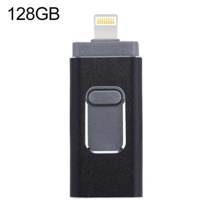 easyflash RQW-01B 3 in 1 USB 2.0 & 8 Pin & Micro USB 128GB Flash Drive(Black)-garmade.com