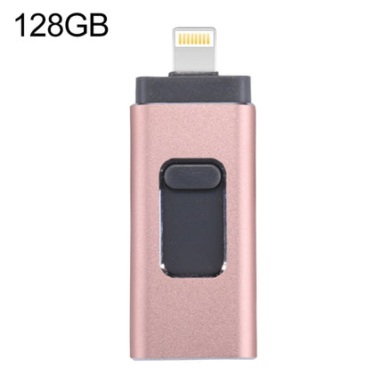 easyflash RQW-01B 3 in 1 USB 2.0 & 8 Pin & Micro USB 128GB Flash Drive(Rose Gold)-garmade.com