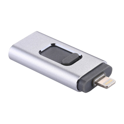 easyflash RQW-01B 3 in 1 USB 2.0 & 8 Pin & Micro USB 128GB Flash Drive(Silver)-garmade.com