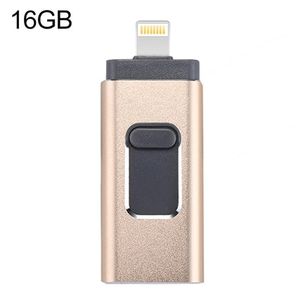 easyflash RQW-01B 3 in 1 USB 2.0 & 8 Pin & Micro USB 16GB Flash Drive(Gold)-garmade.com