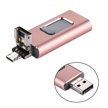 easyflash RQW-01B 3 in 1 USB 2.0 & 8 Pin & Micro USB 16GB Flash Drive(Rose Gold)-garmade.com