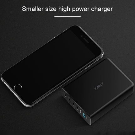 ANKER 2.4A USB-C / Type-C Power Delivery PD + 4 Ports Wall Changer for Mobile Phones / Tables / Macbooks, US Plug(Black)-garmade.com