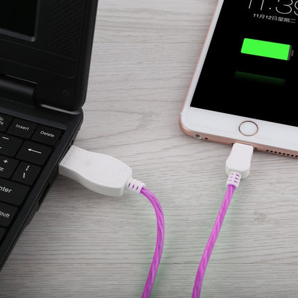 LED Flowing Light 1m USB to 8 Pin Data Sync Charge Cable for iPhone, iPad(Magenta)-garmade.com