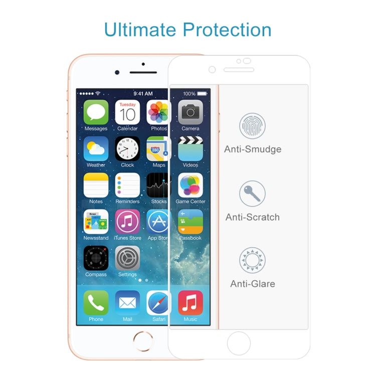 Anti-scratch 9H Full Screen HD Tempered Glass Film for iPhone 8 Plus & 7 Plus(White)-garmade.com