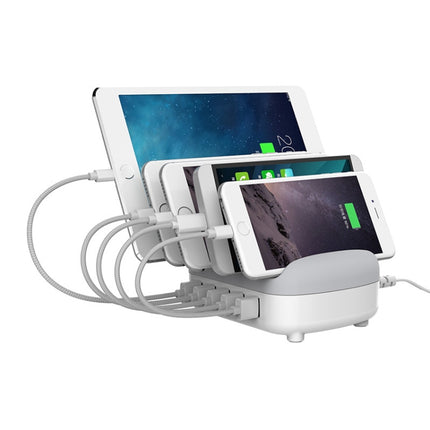 ORICO DUK-5P 40W 5 USB Ports Smart Charging Station with Phone & Tablet Stand(White)-garmade.com