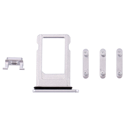 Card Tray + Volume Control Key + Power Button + Mute Switch Vibrator Key for iPhone 8 Plus (Silver)-garmade.com