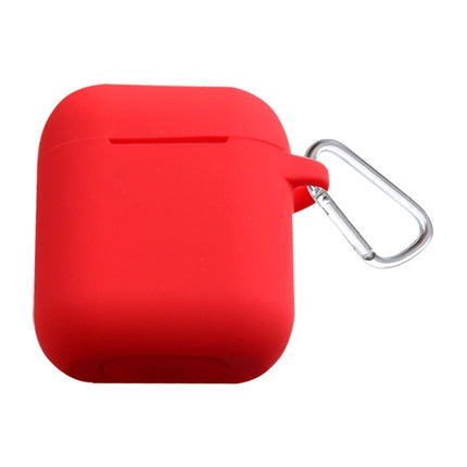Thicken Cover Anti-drop Dust-proof Buckle Bluetooth Earphone Silicone Case for Apple Airpods(Red)-garmade.com
