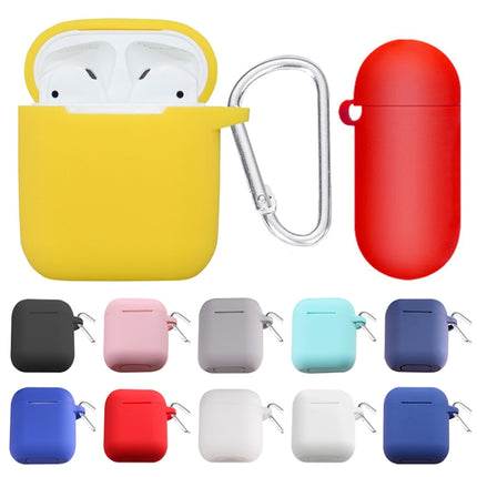Thicken Cover Anti-drop Dust-proof Buckle Bluetooth Earphone Silicone Case for Apple Airpods(White)-garmade.com