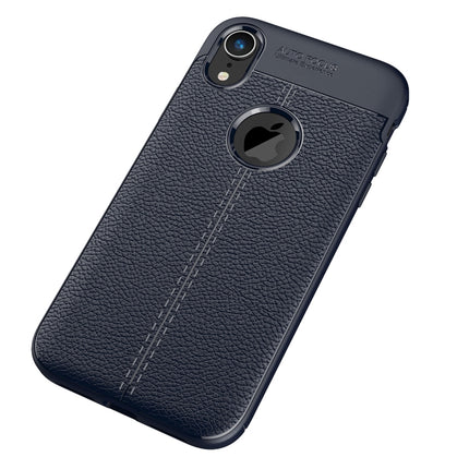 Litchi Texture TPU Case for iPhone X / XS(Navy Blue)-garmade.com