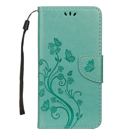 Embossed Butterfly Pattern Horizontal Flip Leather Case with Card Slot & Holder & Wallet & Lanyard For iPhone XR (Green)-garmade.com
