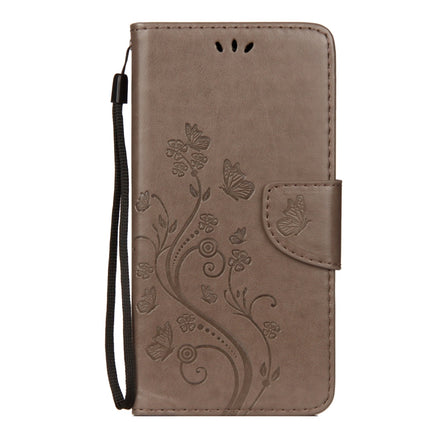 Embossed Butterfly Pattern Horizontal Flip Leather Case with Card Slot & Holder & Wallet & Lanyard For iPhone XR (Grey)-garmade.com