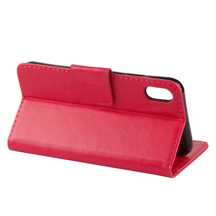 Embossed Butterfly Pattern Horizontal Flip Leather Case with Card Slot & Holder & Wallet & Lanyard For iPhone XR (Magenta)-garmade.com