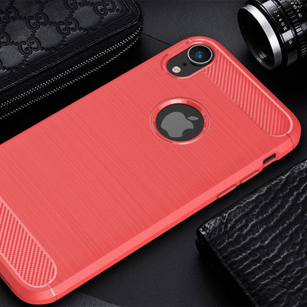 Brushed Texture Carbon Fiber Shockproof TPU Protective Back Case for iPhone XR(Red)-garmade.com