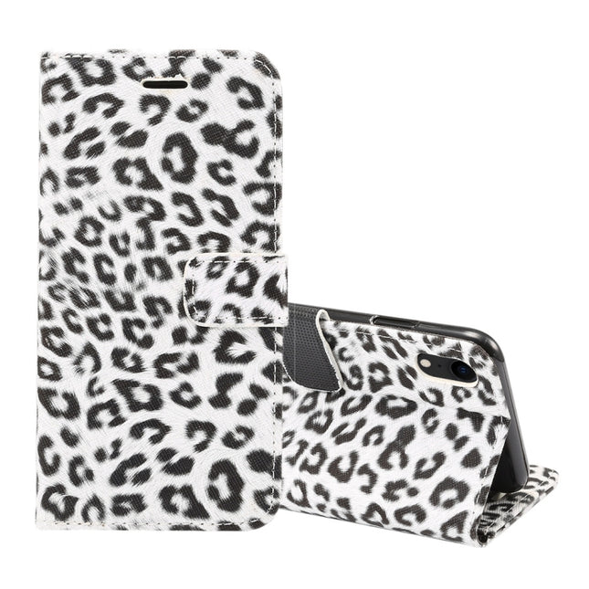 Leopard Pattern Horizontal Flip Leather Case for iPhone XR, With Holder & Card Slots(White)-garmade.com